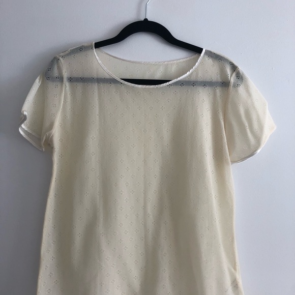 AMERICAN APPAREL Sheer Lace Boxy Tee in Cream - Picture 1 of 6